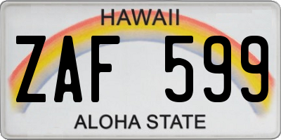 HI license plate ZAF599