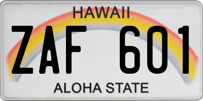 HI license plate ZAF601