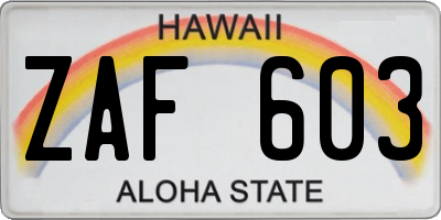 HI license plate ZAF603