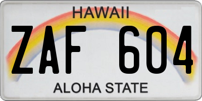 HI license plate ZAF604