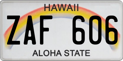 HI license plate ZAF606