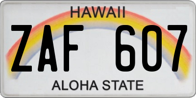 HI license plate ZAF607