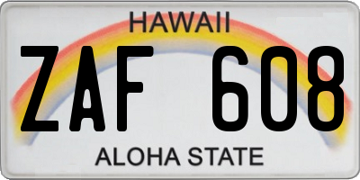HI license plate ZAF608