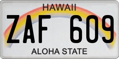 HI license plate ZAF609