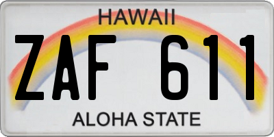 HI license plate ZAF611