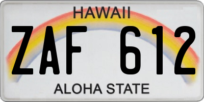 HI license plate ZAF612