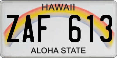 HI license plate ZAF613