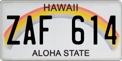 HI license plate ZAF614