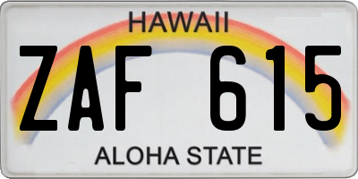 HI license plate ZAF615
