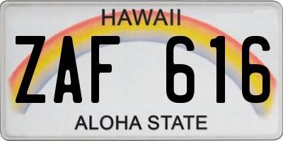 HI license plate ZAF616