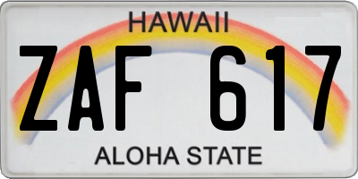 HI license plate ZAF617