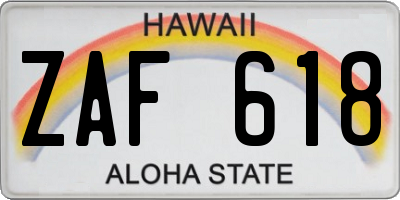 HI license plate ZAF618