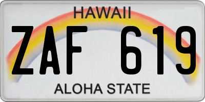 HI license plate ZAF619