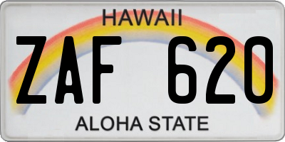 HI license plate ZAF620