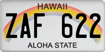 HI license plate ZAF622