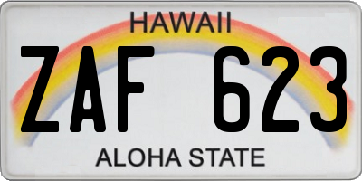 HI license plate ZAF623