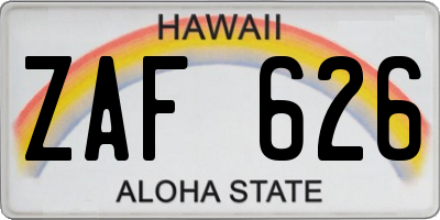 HI license plate ZAF626