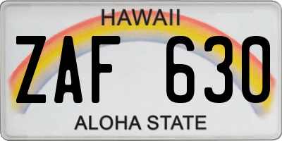 HI license plate ZAF630