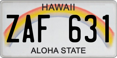HI license plate ZAF631