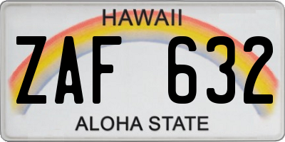 HI license plate ZAF632