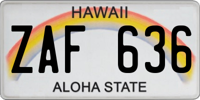 HI license plate ZAF636