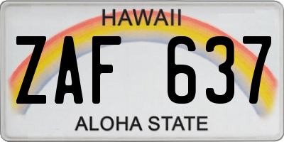 HI license plate ZAF637