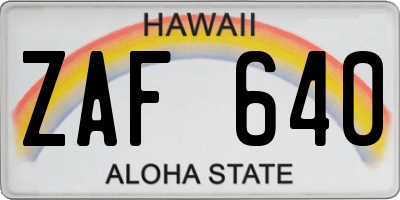HI license plate ZAF640