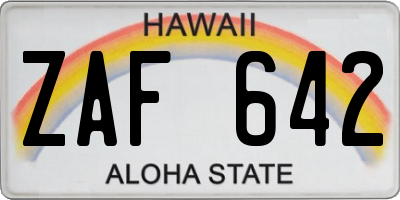 HI license plate ZAF642