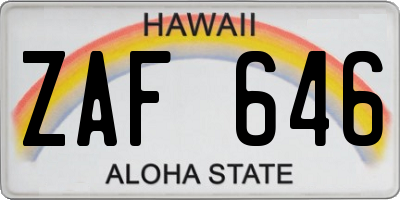 HI license plate ZAF646
