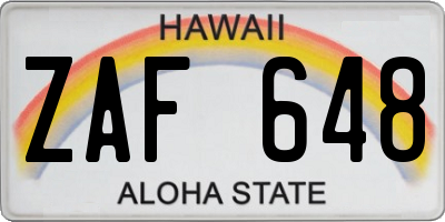 HI license plate ZAF648