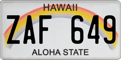 HI license plate ZAF649
