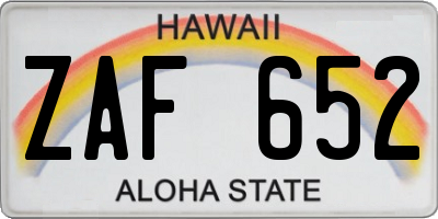 HI license plate ZAF652