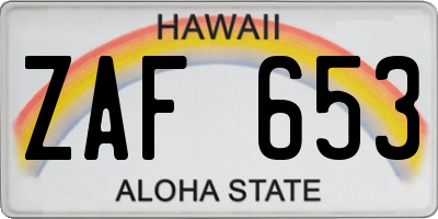 HI license plate ZAF653