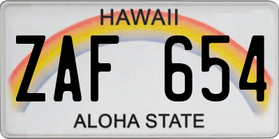 HI license plate ZAF654