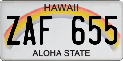 HI license plate ZAF655