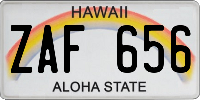 HI license plate ZAF656