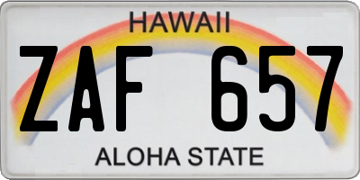 HI license plate ZAF657