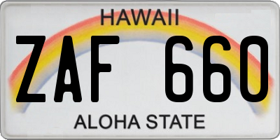 HI license plate ZAF660