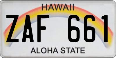 HI license plate ZAF661