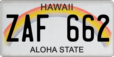 HI license plate ZAF662