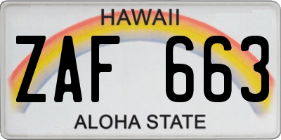 HI license plate ZAF663