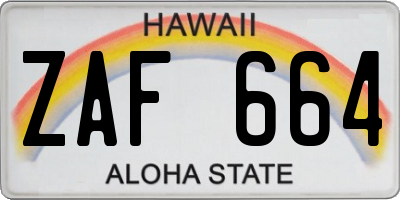 HI license plate ZAF664