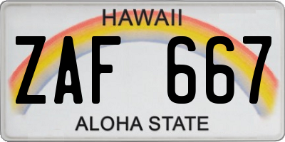 HI license plate ZAF667