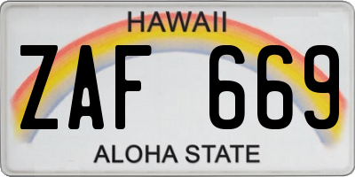 HI license plate ZAF669