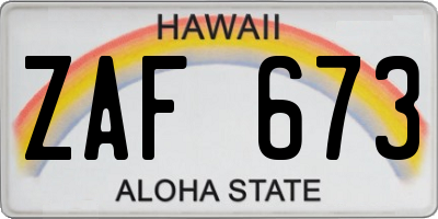 HI license plate ZAF673