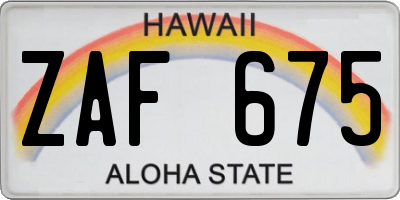 HI license plate ZAF675