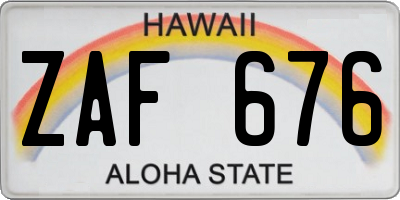 HI license plate ZAF676