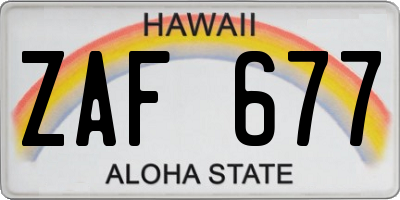 HI license plate ZAF677