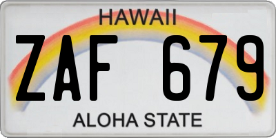 HI license plate ZAF679