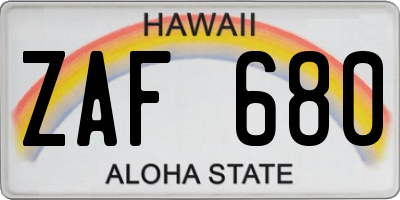 HI license plate ZAF680